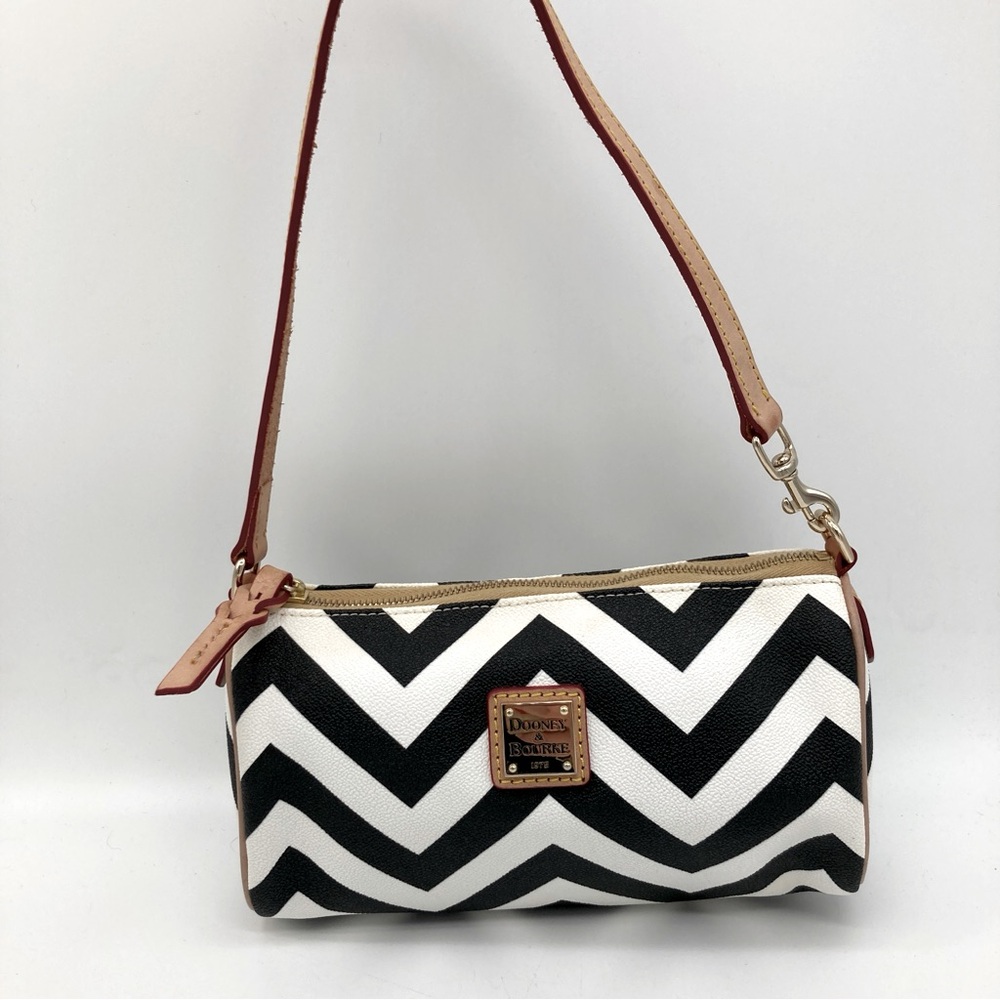 Dooney & Bourke Coated Canvas and Leather Chevron Stripe Print Shoulder Bag